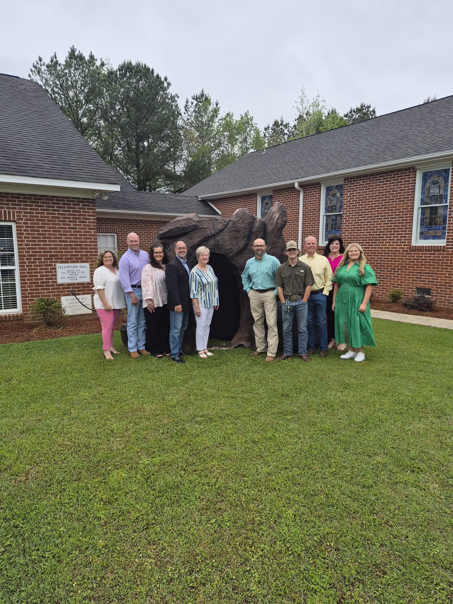 The Wesley Chapel praise and worship team outside the church